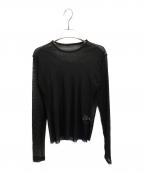 Y'sワイズ）の古着「TULLE CREW NECK T/チュールクルーネックTシャツ」｜ブラック