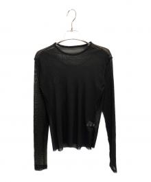 Y's（ワイズ）の古着「TULLE CREW NECK T/チュールクルーネックTシャツ」｜ブラック