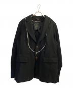BLACK COMME des GARCONSブラックコムデギャルソン）の古着「ポリ縮ジップテーラードジャケット」｜ブラック