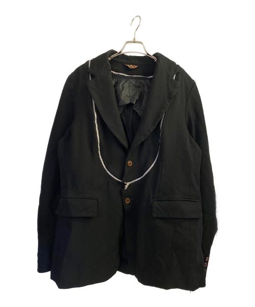 BLACK COMME des GARCONS（ブラックコムデギャルソン）BLACK COMME des GARCONS (ブラックコムデギャルソン) ポリ縮ジップテーラードジャケット ブラック サイズ:XLの古着・服飾アイテム
