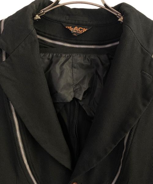 BLACK COMME des GARCONS（ブラックコムデギャルソン）BLACK COMME des GARCONS (ブラックコムデギャルソン) ポリ縮ジップテーラードジャケット ブラック サイズ:XLの古着・服飾アイテム