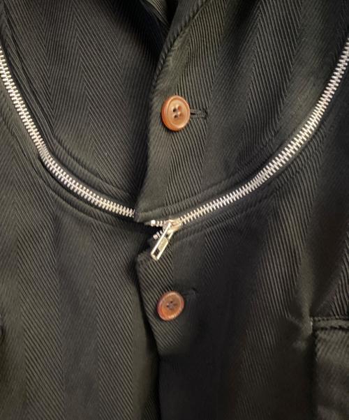 BLACK COMME des GARCONS（ブラックコムデギャルソン）BLACK COMME des GARCONS (ブラックコムデギャルソン) ポリ縮ジップテーラードジャケット ブラック サイズ:XLの古着・服飾アイテム