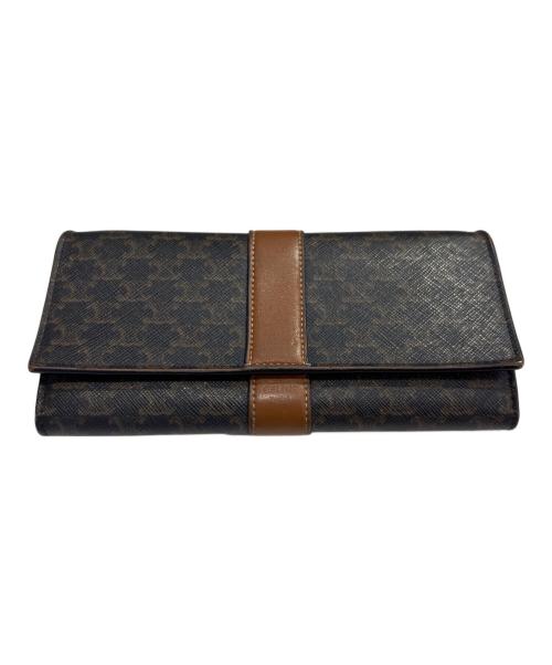 CELINE（セリーヌ）CELINE (セリーヌ) トリオンフ キャンバス ラージフラップウォレット ブラウンの古着・服飾アイテム