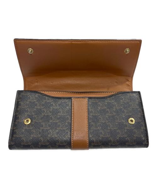 CELINE（セリーヌ）CELINE (セリーヌ) トリオンフ キャンバス ラージフラップウォレット ブラウンの古着・服飾アイテム