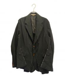 COMME des GARCONS HOMME PLUS（コムデギャルソンオムプリュス）の古着「ダメージスリット テーラードジャケット」｜ブラック