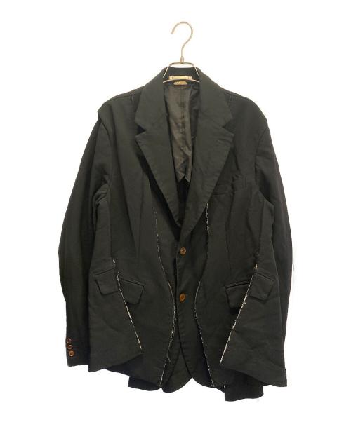 COMME des GARCONS HOMME PLUS（コムデギャルソンオムプリュス）COMME des GARCONS HOMME PLUS (コムデギャルソンオムプリュス) ダメージスリット テーラードジャケット ブラック サイズ:Lの古着・服飾アイテム