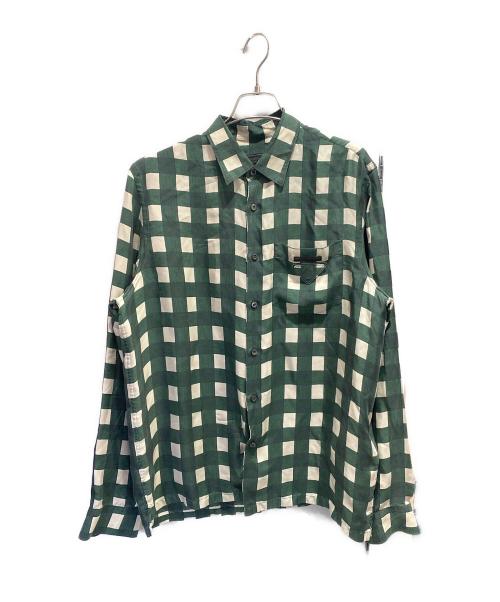 PRADA（プラダ）PRADA (プラダ) チェックシャツ グリーン×ホワイト サイズ:40の古着・服飾アイテム