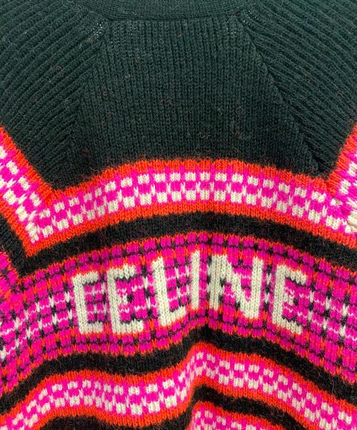 CELINE（セリーヌ）CELINE (セリーヌ) ロゴスキージャカード ウールカーディガン ブラック サイズ:Sの古着・服飾アイテム