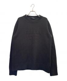 PRADA（プラダ）の古着「ウール×カシミヤ ロゴ セーター」｜ブラック