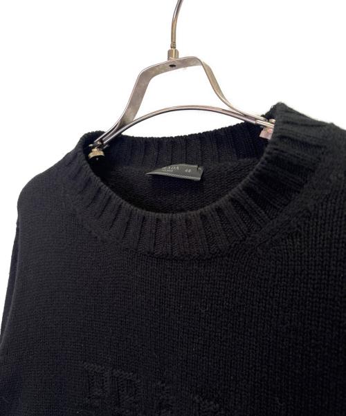 PRADA（プラダ）PRADA (プラダ) ウール×カシミヤ ロゴ セーター ブラック サイズ:48の古着・服飾アイテム
