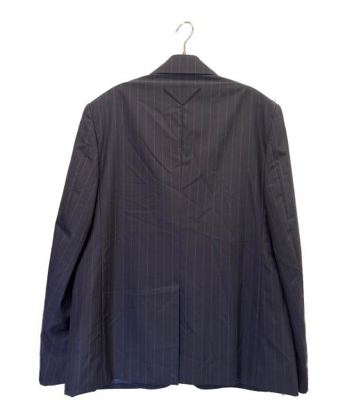 PRADA（プラダ）PRADA (プラダ) ストライプ テーラードジャケット ネイビー サイズ:48の古着・服飾アイテム
