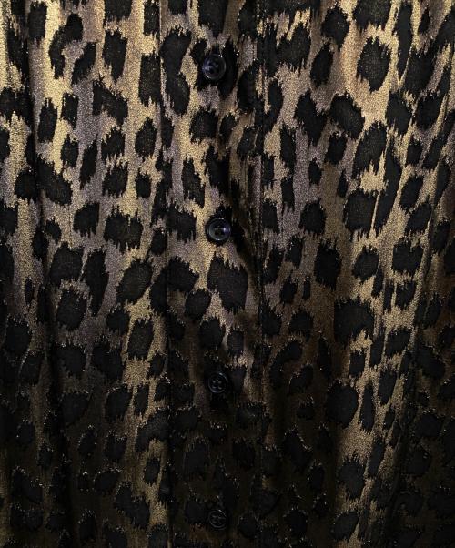 Saint Laurent Paris（サンローランパリ）Saint Laurent Paris Black and metallic gold leopard print collared long-sleeve dress/レオパードシアー ロングスリーブ シャツワンピース サイズ:36の古着・服飾アイテム