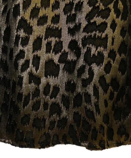 Saint Laurent Paris（サンローランパリ）Saint Laurent Paris Black and metallic gold leopard print collared long-sleeve dress/レオパードシアー ロングスリーブ シャツワンピース サイズ:36の古着・服飾アイテム