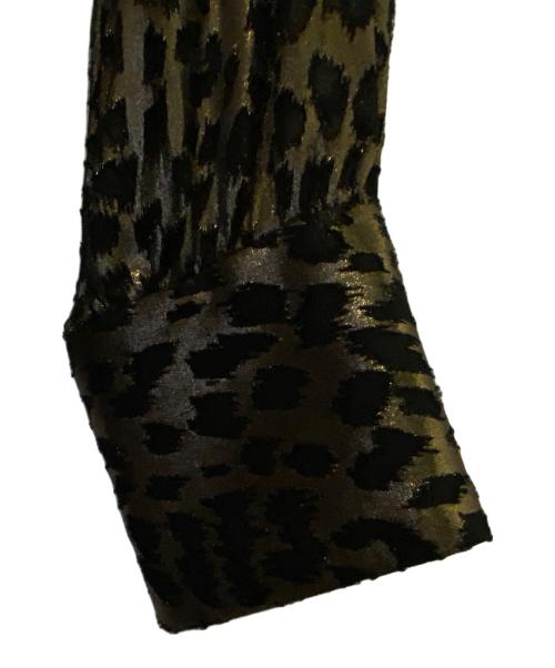 Saint Laurent Paris（サンローランパリ）Saint Laurent Paris Black and metallic gold leopard print collared long-sleeve dress/レオパードシアー ロングスリーブ シャツワンピース サイズ:36の古着・服飾アイテム