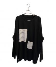 MM6 Maison Margiela（エムエムシックスメゾンマルジェラ）の古着「ロゴ ラベル ロングカットソー」｜ブラック