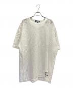 BLACK COMME des GARCONSブラックコムデギャルソン）の古着「ロゴプリント メッシュカットソー」｜ホワイト