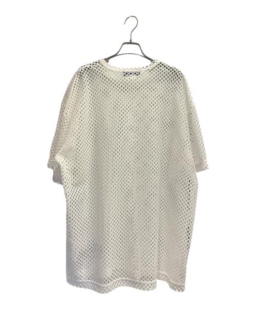 BLACK COMME des GARCONS（ブラックコムデギャルソン）BLACK COMME des GARCONS (ブラックコムデギャルソン) ロゴプリント メッシュカットソー ホワイト サイズ:Mの古着・服飾アイテム