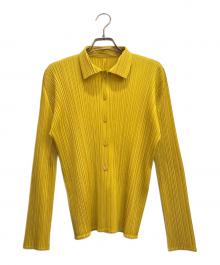 PLEATS PLEASE（プリーツプリーズ）の古着「プリーツ ロングスリーブ シャツ」｜イエロー