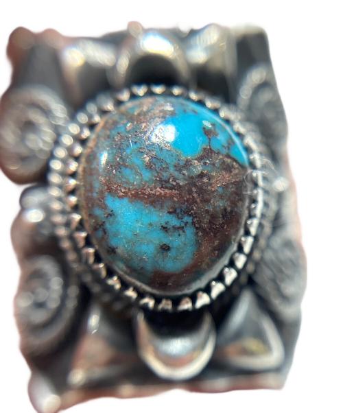 Navajo（ナバホ）NAVAJO (ナバホ) Delbert Gordon ( デルバート ゴードン )ターコイズリング シルバー サイズ:24号の古着・服飾アイテム