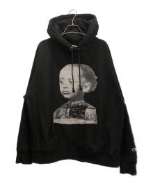 joshua jmal×Champion（ジョシュア・ジャマル×チャンピオン）の古着「プリントフーディー GF68」｜ブラック
