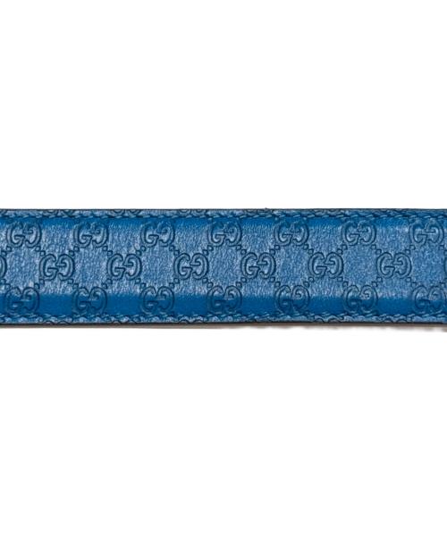 GUCCI（グッチ）GUCCI (グッチ) GGアナグラムベルト ブルー×シルバーの古着・服飾アイテム
