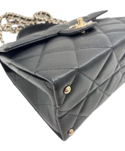 CHANEL（シャネル）CHANEL (シャネル) マトラッセ トップハンドル ミニ フラップ バッグ/Matelasse Top handle Mini Flap Bag Chain Shoulder ブラック×ゴールド金具 サイズ:21の古着・服飾アイテム