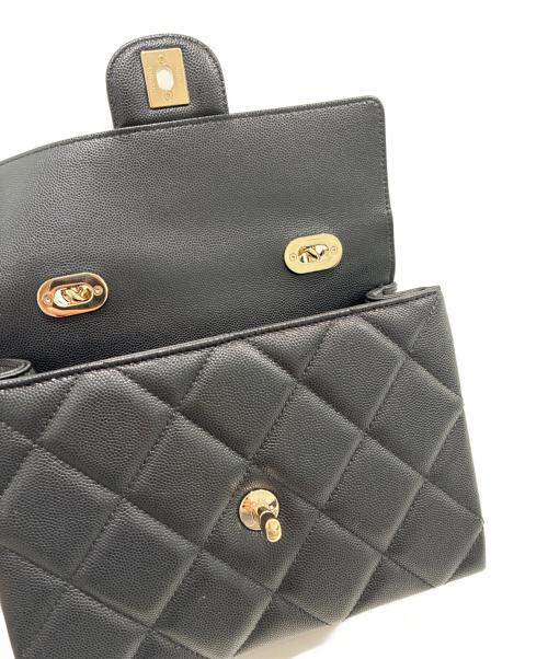 CHANEL（シャネル）CHANEL (シャネル) マトラッセ トップハンドル ミニ フラップ バッグ/Matelasse Top handle Mini Flap Bag Chain Shoulder ブラック×ゴールド金具 サイズ:21の古着・服飾アイテム