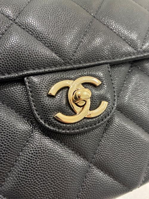 CHANEL（シャネル）CHANEL (シャネル) マトラッセ トップハンドル ミニ フラップ バッグ/Matelasse Top handle Mini Flap Bag Chain Shoulder ブラック×ゴールド金具 サイズ:21の古着・服飾アイテム