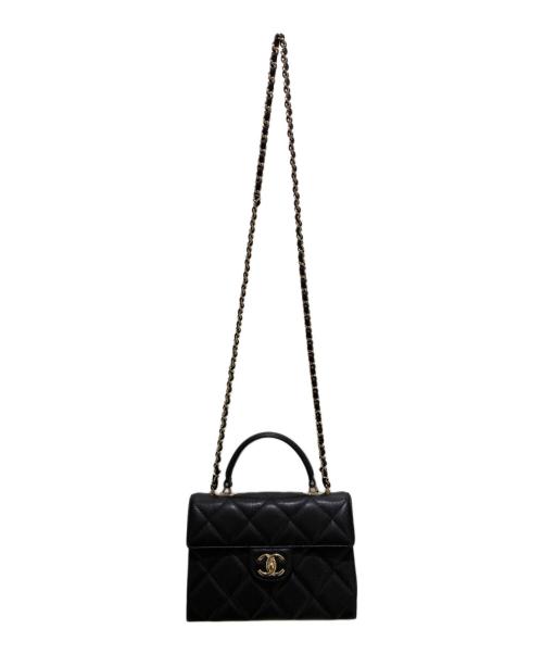 CHANEL（シャネル）CHANEL (シャネル) マトラッセ トップハンドル ミニ フラップ バッグ/Matelasse Top handle Mini Flap Bag Chain Shoulder ブラック×ゴールド金具 サイズ:21の古着・服飾アイテム