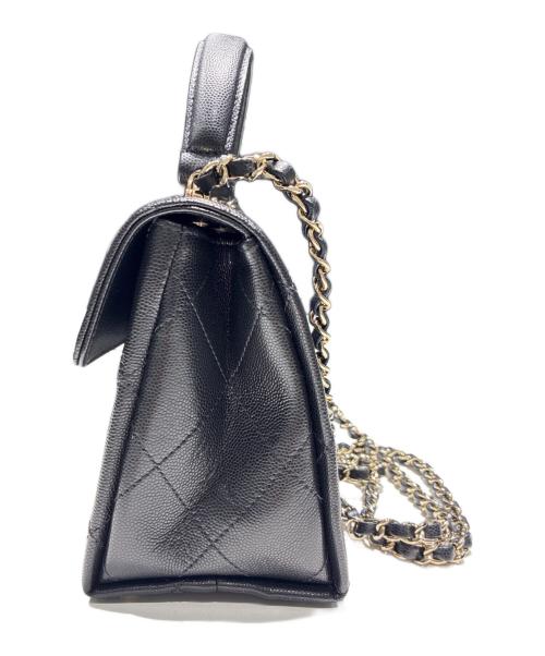 CHANEL（シャネル）CHANEL (シャネル) マトラッセ トップハンドル ミニ フラップ バッグ/Matelasse Top handle Mini Flap Bag Chain Shoulder ブラック×ゴールド金具 サイズ:21の古着・服飾アイテム