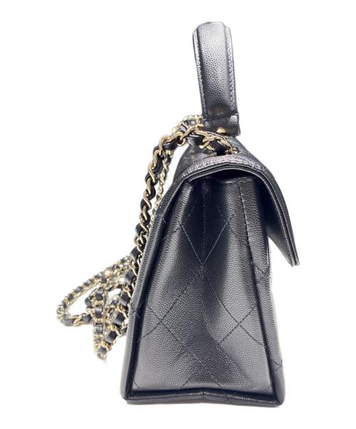 CHANEL（シャネル）CHANEL (シャネル) マトラッセ トップハンドル ミニ フラップ バッグ/Matelasse Top handle Mini Flap Bag Chain Shoulder ブラック×ゴールド金具 サイズ:21の古着・服飾アイテム