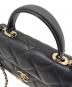 中古・古着 CHANEL (シャネル) マトラッセ トップハンドル ミニ フラップ バッグ/Matelasse Top handle Mini Flap Bag Chain Shoulder ブラック×ゴールド金具 サイズ:21：1050000円
