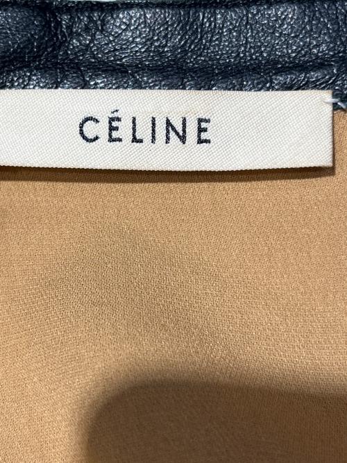CELINE（セリーヌ）CELINE (セリーヌ) レザー切り替えシルクワンピース ベージュ サイズ:38の古着・服飾アイテム