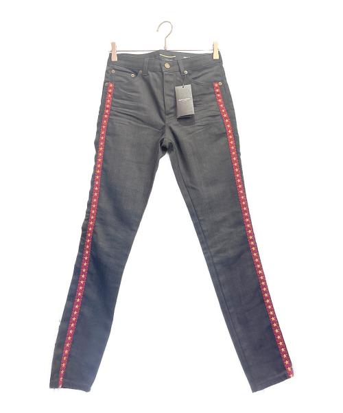 Saint Laurent Paris（サンローランパリ）Saint Laurent Paris (サンローランパリ) サイド スター エンブロイダリー デニムスキニー パンツ ブラック サイズ:27の古着・服飾アイテム