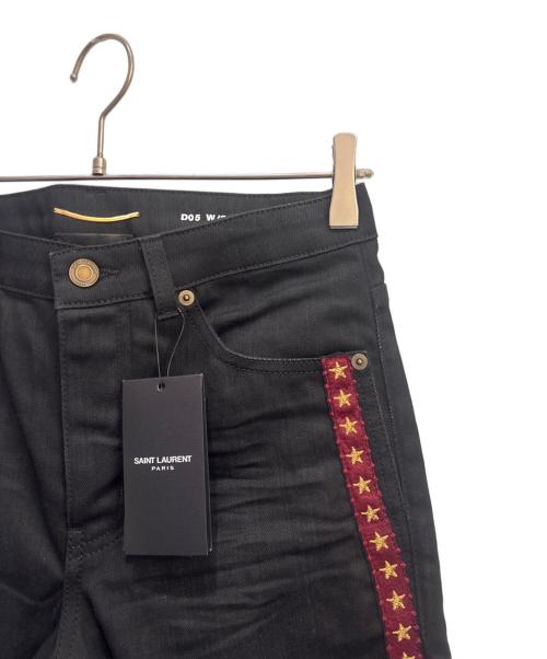 Saint Laurent Paris（サンローランパリ）Saint Laurent Paris (サンローランパリ) サイド スター エンブロイダリー デニムスキニー パンツ ブラック サイズ:27の古着・服飾アイテム
