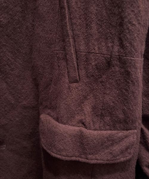 UNDERCOVER（アンダーカバー）UNDERCOVER (アンダーカバー) 縮絨ロングジャケット ワインレッド サイズ:3の古着・服飾アイテム