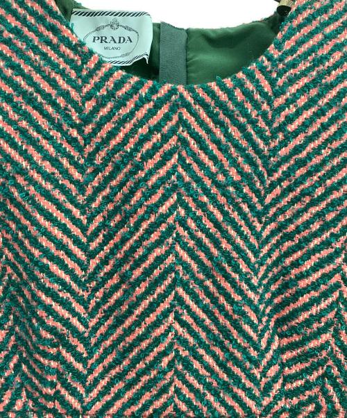 PRADA（プラダ）PRADA (プラダ) ノースリーブウールワンピース グリーン サイズ:40の古着・服飾アイテム