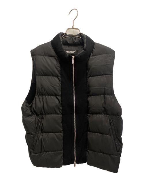 UNDERCOVER（アンダーカバー）UNDERCOVER (アンダーカバー) 縮絨ジップアップナイロン切替ダウンベスト ブラック サイズ:2の古着・服飾アイテム