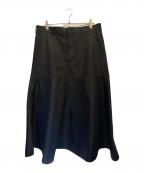 COMME des GARCONS HOMME PLUSコムデギャルソンオムプリュス）の古着「ポリエステルAラインスカート」｜ブラック