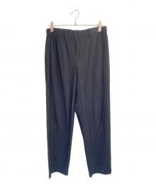 HOMME PLISSE ISSEY MIYAKE（オム プリッセ イッセイ ミヤケ）の古着「プリーツワイドパンツ」｜ネイビー