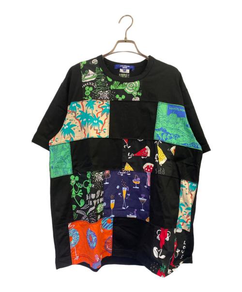 JUNYA WATANABE MAN（ジュンヤワタナベマン）JUNYA WATANABE MAN (ジュンヤワタナベマン)  Lousy Livin グラフィック パッチワーク バインダーネック Tシャツ ブラック サイズ:Mの古着・服飾アイテム