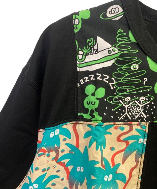 JUNYA WATANABE MAN（ジュンヤワタナベマン）JUNYA WATANABE MAN (ジュンヤワタナベマン)  Lousy Livin グラフィック パッチワーク バインダーネック Tシャツ ブラック サイズ:Mの古着・服飾アイテム