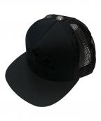CHROME HEARTSクロムハーツ）の古着「Calf Hair Cemetery Cross Mesh Trucker Hat」｜ブラック