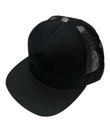 CHROME HEARTS（クロムハーツ）の古着「Calf Hair Cemetery Cross Mesh Trucker Hat」｜ブラック