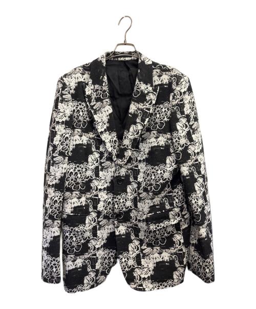 COMME des GARCONS HOMME PLUS（コムデギャルソンオムプリュス）COMME des GARCONS HOMME PLUS (コムデギャルソンオムプリュス) フローラルデザインジャケット ブラック×ホワイト サイズ:XLの古着・服飾アイテム