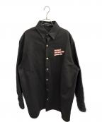 RAF SIMONSラフシモンズ）の古着「DENIM EASY FIT SHIRT COUPLE BACK/デニム イージー フィット シャツ カップル バック」｜ブラック