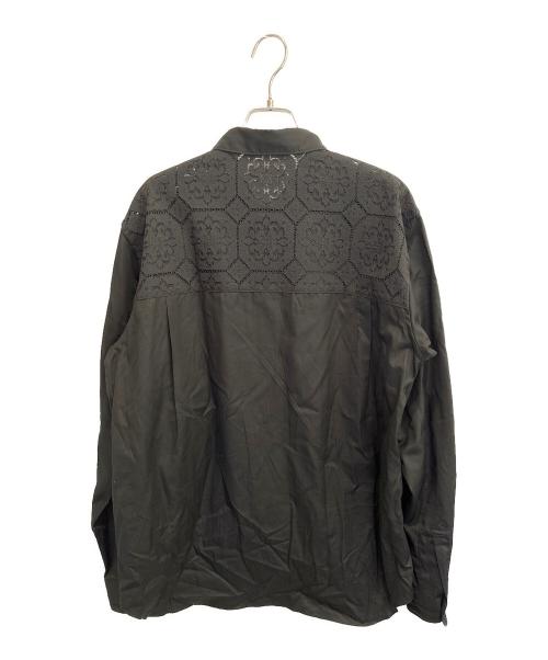 COMME des GARCONS HOMME PLUS（コムデギャルソンオムプリュス）COMME des GARCONS HOMME PLUS (コムデギャルソンオムプリュス) 綿ブロード×エステルレース幾何学柄 シャツ ブラック サイズ:Lの古着・服飾アイテム