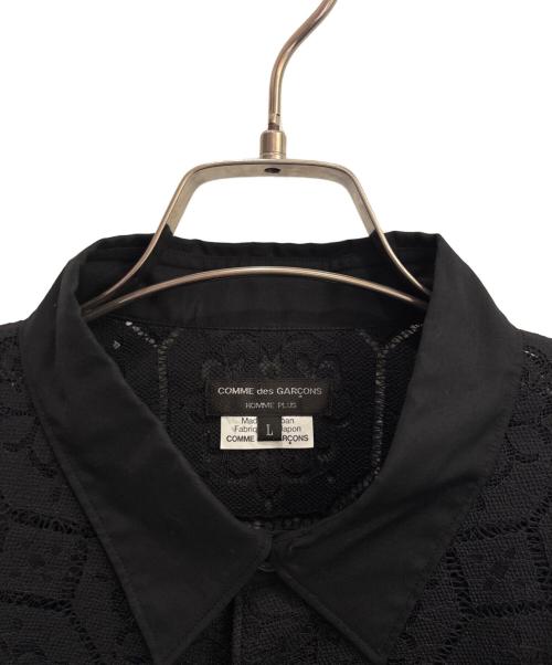 COMME des GARCONS HOMME PLUS（コムデギャルソンオムプリュス）COMME des GARCONS HOMME PLUS (コムデギャルソンオムプリュス) 綿ブロード×エステルレース幾何学柄 シャツ ブラック サイズ:Lの古着・服飾アイテム