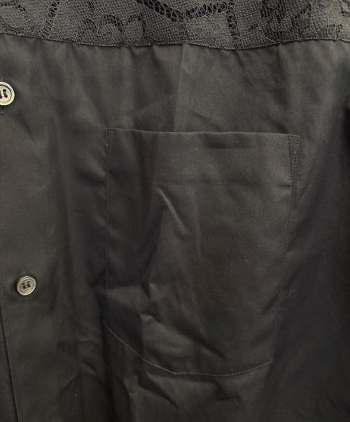 COMME des GARCONS HOMME PLUS（コムデギャルソンオムプリュス）COMME des GARCONS HOMME PLUS (コムデギャルソンオムプリュス) 綿ブロード×エステルレース幾何学柄 シャツ ブラック サイズ:Lの古着・服飾アイテム