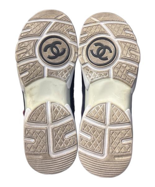 CHANEL（シャネル）CHANEL (シャネル) ツイードスニーカー ネイビー×オレンジ サイズ:43の古着・服飾アイテム
